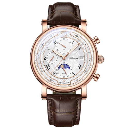 Avaner Uhren Herren Lederarmband Kalender: Herrenuhr mit Chronograph Stoppuhr Multifunktionales Zifferblatt Armbanduhr Lederuhr Analog Quarz Uhr für Männer von Avaner