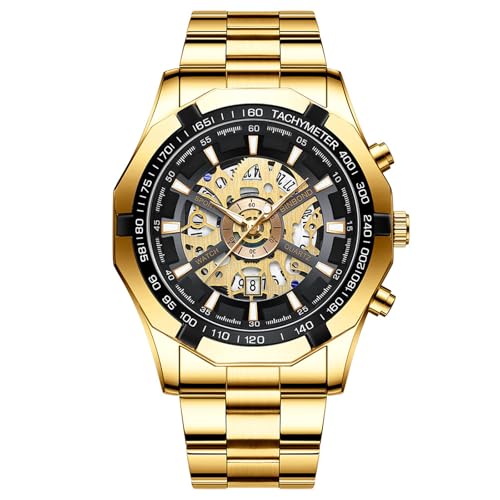 Avaner Uhren Herren Mechanisch Edelstahl: Herrenuhr mit Leuchtende Zeiger Tachymeter Lünette 3ATM Wasserdicht Edelstahlarmband Uhr Analog Quarz Uhr Lässige Business Armbanduhr Geschenk für Männer von Avaner