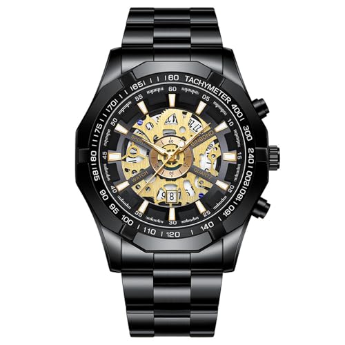 Avaner Uhren Herren Mechanisch Edelstahl: Herrenuhr mit Leuchtende Zeiger Tachymeter Lünette 3ATM Wasserdicht Edelstahlarmband Uhr Analog Quarz Uhr Lässige Business Armbanduhr Geschenk für Männer von Avaner