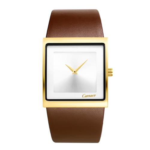 Avaner Uhren Herren Quadratisch Echtleder: Business Herrenuhr mit Weichem Leder Balkenskala Japanischem Uhrwerk Armbanduhr Analog Quarzuhr für Männer von Avaner