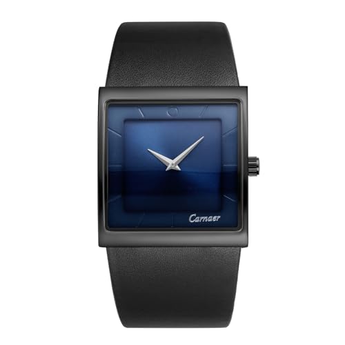 Avaner Uhren Herren Quadratisch Echtleder: Business Herrenuhr mit Weichem Leder Balkenskala Japanischem Uhrwerk Armbanduhr Analog Quarzuhr für Männer von Avaner