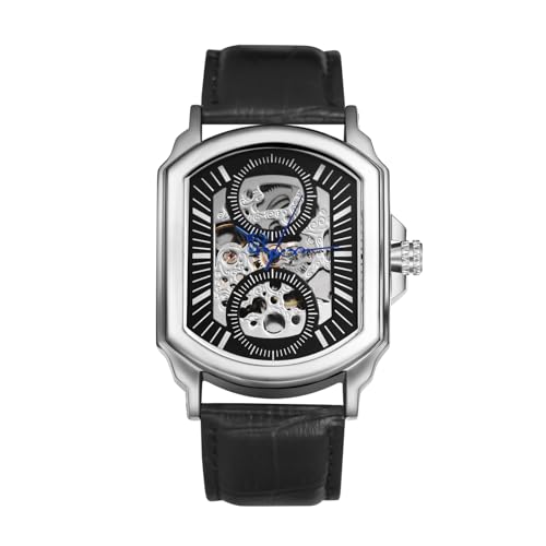 Avaner Uhren Herren Quadratisch Lederarmband: Automatische Mechanische Business Armbanduhr mit quadratischem Gehäuse wasserdichte Uhr Analog Quarzuhr Geschenk für Männer von Avaner