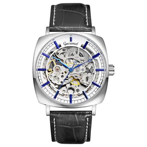 Avaner Uhren Herren Quadratisch Lederarmband: Stilvolle Herrenuhr aus echtem Leder Automatische Mechanische Business Uhr 3 ATM Wasserdichtigkeit Geschenk für Valentinstag Weihnachten Geburtstage von Avaner