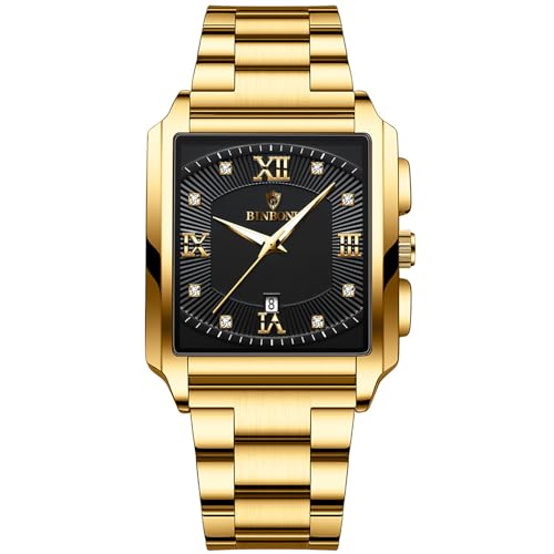 Avaner Uhren Herren Quadratisches Gehäuse: Herrenuhr Wasserdicht Kalender Zifferblatt Edelstahlarmband Uhr mit Leuchtzeiger Analog Quarz Uhr Lässige Business Armbanduhr Geschenk für Männer von Avaner