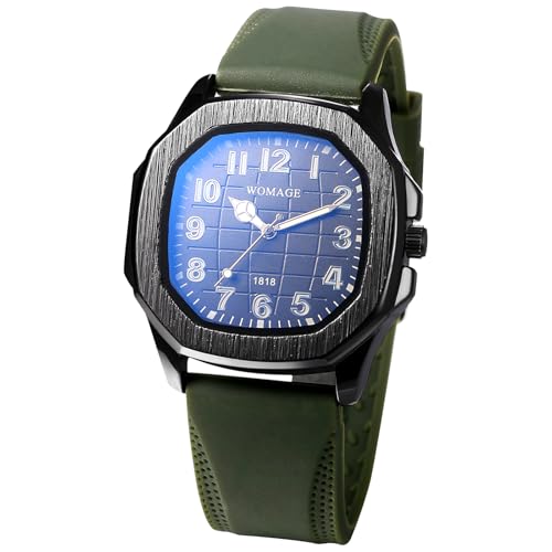 Avaner Uhren Herren Silikon Armband: Herrenuhr mit Silikonarmband Arabischer Ziffernskala und Globusmuster Herren Armbanduhr Analoge Quarz Uhr Watches für Männer von Avaner