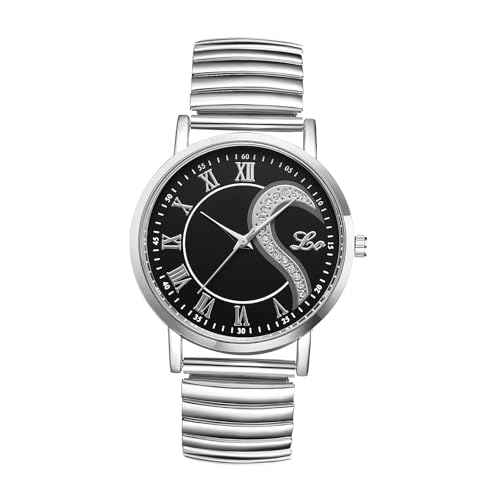 Avaner Uhren Herren Stretch Armband: Herz Paaruhr mit elastischem Armband Elegante Damenuhr Herrenuhr mit römischen Zahlen 1ATM Wasserdicht perfekt für Valentinstag Jahrestag als Geschenk von Avaner
