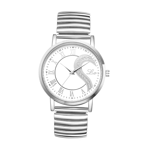 Avaner Uhren Herren Stretch Armband: Herz Paaruhr mit elastischem Armband Elegante Damenuhr Herrenuhr mit römischen Zahlen 1ATM Wasserdicht perfekt für Valentinstag Jahrestag als Geschenk von Avaner