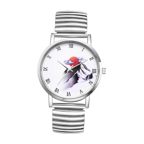 Avaner Uhren Herren Stretch Armband: Paaruhr mit elastischem Armband Elegante Damenuhr Herrenuhr mit römischen Zahlen 1ATM Wasserdicht perfekt für Valentinstag Jahrestag als Romantisches Geschenk von Avaner