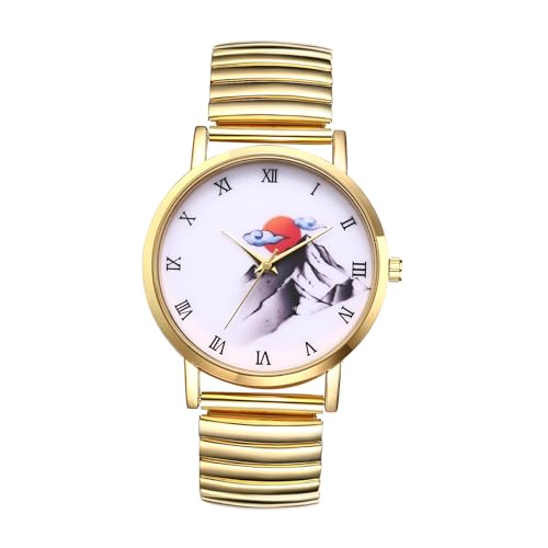 Avaner Uhren Herren Stretch Armband: Paaruhr mit elastischem Armband Elegante Damenuhr Herrenuhr mit römischen Zahlen 1ATM Wasserdicht perfekt für Valentinstag Jahrestag als Romantisches Geschenk von Avaner