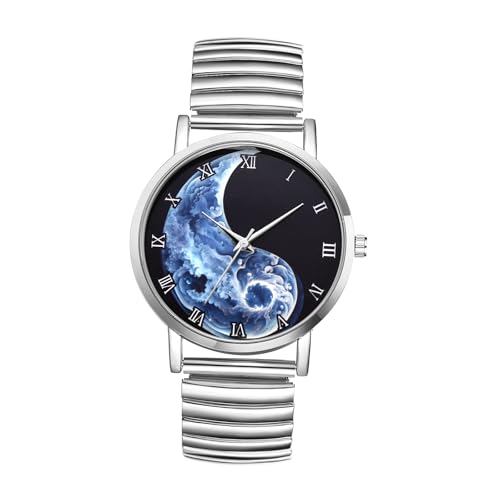 Avaner Uhren Herren Tai Chi: Paaruhr mit elastischem Armband Elegante Damenuhr Herrenuhr mit römischen Zahlen 1ATM Wasserdicht perfekt für Valentinstag Jahrestag als Romantisches Geschenk von Avaner