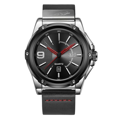 Avaner Uhren Herren wasserdichte Lederuhr: Herren Armbanduhr mit Schwarzem Kalender Leicht Ablesbare Herrenuhr mit Edelstahl Schnalle Analoger Quarzuhr Lederarmband Lässige Business Uhr für Männer von Avaner