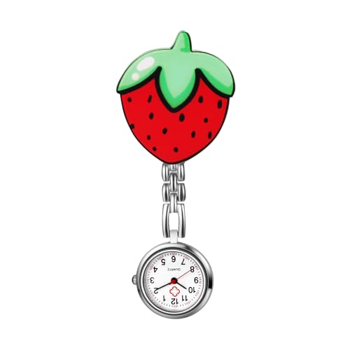 Avaner Uhren Krankenschwester Uhr Erdbeere: Schwesteruhr mit Clip Taschenuhr FOB Uhr Pflegeruhr Anlog Quarzuhr für Arzt Doktor Krankenschwester Medical von Avaner