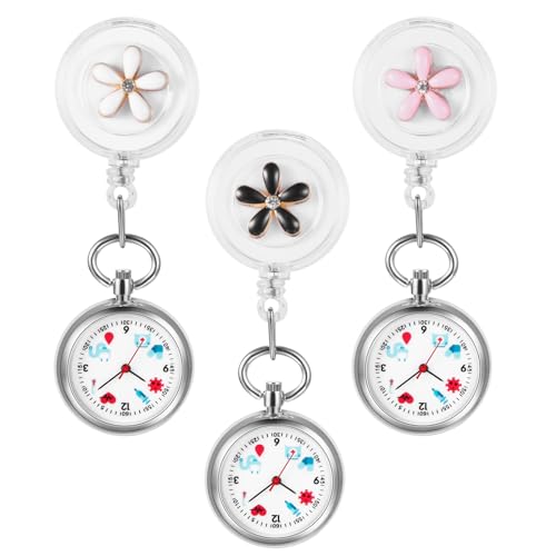 Avaner Uhren Krankenschwesteruhr Blumen Design: Schwesteruhr mit Clip Taschenuhr FOB Uhr Pflegeruhr Anloge Quarzuhr für Arzt Doktor Krankenschwester Medical von Avaner