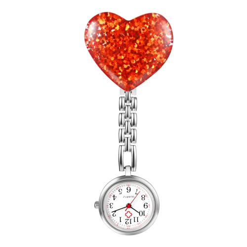 Avaner Uhren Krankenschwesteruhr Herz Design: Schwesteruhr mit Clip Taschenuhr FOB Uhr Pflegeruhr Anlog Quarzuhr für Arzt Doktor Krankenschwester Medical von Avaner