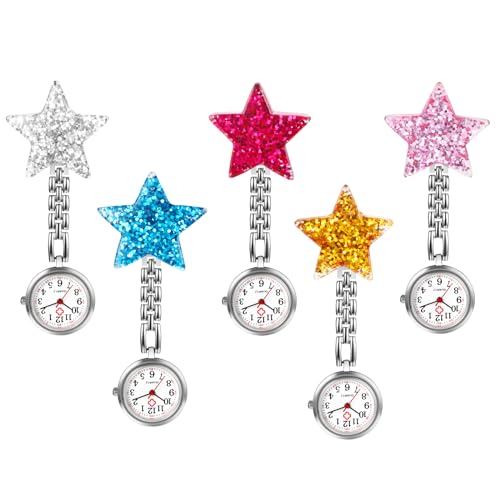 Avaner Uhren Krankenschwesteruhr Stern Design: Schwesteruhr mit Clip Taschenuhr FOB Uhr Pflegeruhr Anlog Quarzuhr für Arzt Doktor Krankenschwester Medical von Avaner