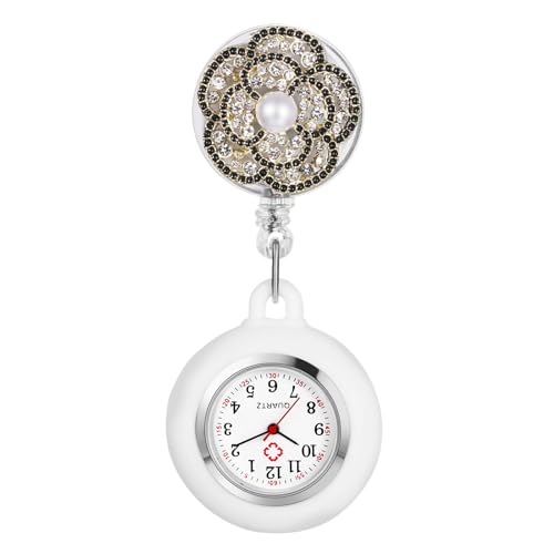 Avaner Uhren Krankenschwesteruhr aus Silikon: Blumen Schwesteruhr mit Clip Taschenuhr FOB Uhr Pflegeruhr Anlog Quarzuhr für Arzt Doktor Krankenschwester Medical von Avaner