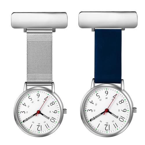 Avaner Uhren Krankenschwesteruhr mit Clip: Schwesteruhr mit Clip Brosche Taschenuhr FOB Uhr Pflegeruhr Anlog Quarzuhr für Arzt Doktor Krankenschwester Medical von Avaner