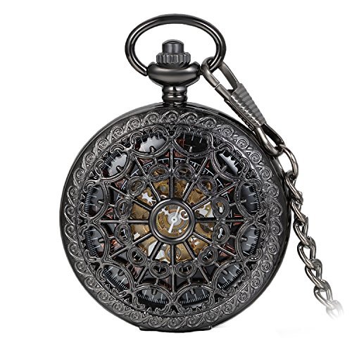 Avaner Unisex Antike Taschenuhr Analog Handaufzugwerk Retro Steampunk mit Kette Schwarz Avaner01P-001 Avaner Unisex Antike Taschenuhr Analog Handaufzugwerk Retro Steampunk mit Kette Schwarz Avaner01P-001 von Avaner