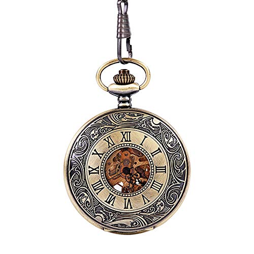 Avaner Unisex Taschenuhr Analog Automatikwerk mit römischen Zifferen Steampunk Bronze Avaner01P-19 von Avaner