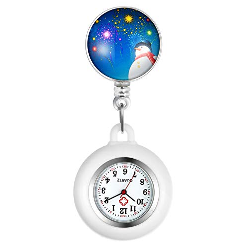 Avaner Weihnachten Taschenuhr Silikon Krankenschwester Analog Quarzwerk FOB Uhr für Damen und Herren (Schneemann2) von Avaner