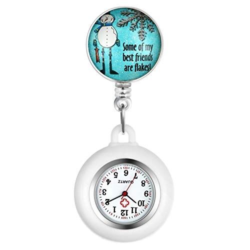 Avaner Weihnachten Taschenuhr Silikon Krankenschwester Analog Quarzwerk FOB Uhr für Damen und Herren (Schneemann3) von Avaner