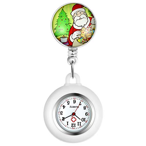 Avaner Weihnachten Taschenuhr Silikon Krankenschwester Analog Quarzwerk FOB Uhr für Damen und Herren (Weihnachtsmann1) von Avaner