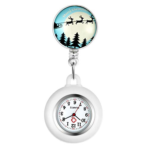 Avaner Weihnachten Taschenuhr Silikon Krankenschwester Analog Quarzwerk FOB Uhr für Damen und Herren (Weihnachtsschlitten1) von Avaner