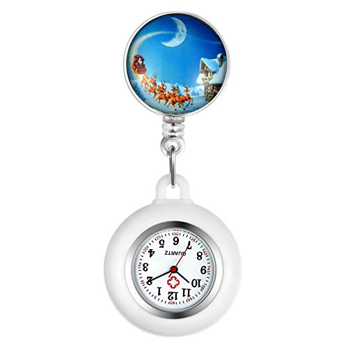 Avaner Weihnachten Taschenuhr Silikon Krankenschwester Analog Quarzwerk FOB Uhr für Damen und Herren (Weihnachtsschlitten3) von Avaner