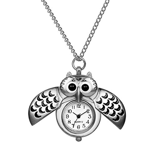 Avaner Eulen Taschenuhr Halskette Damen und Herren Analog Quarz Kettenuhr Lovely Pocket Watch mit Kette als Weihnachten Geschenk für Mädchen Girls von Avaner