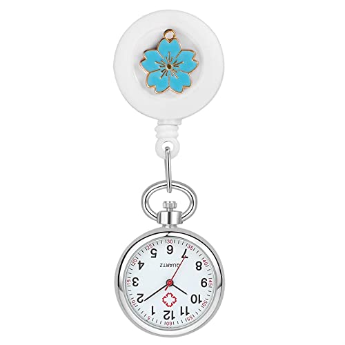 Avaner Krankenschwesternuhr Krankenschwester Uhren, Schwesternuhr Blumen Design mit Clip, Ausziehbare Pflegeuhr FOB Analog Quarzwerk Taschenuhr Ansteckuhr für Pflege Doktor Arzt Schwestern von Avaner