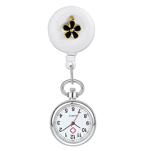 Avaner Krankenschwesternuhr Krankenschwester Uhren, Schwesternuhr Blumen Design mit Clip, Ausziehbare Pflegeuhr FOB Analog Quarzwerk Taschenuhr Ansteckuhr für Pflege Doktor Arzt Schwestern von Avaner