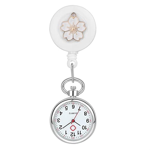 Avaner Krankenschwesternuhr Krankenschwester Uhren, Schwesternuhr Blumen Design mit Clip, Ausziehbare Pflegeuhr FOB Analog Quarzwerk Taschenuhr Ansteckuhr für Pflege Doktor Arzt Schwestern von Avaner