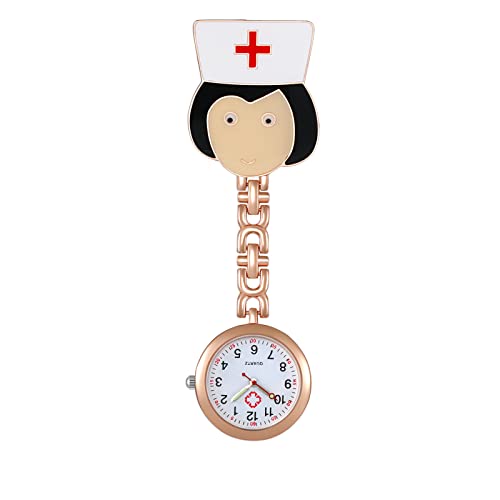 Avaner Krankenschwesternuhr Krankenschwester Uhren, Schwesternuhr Cartoon Design Taschenuhr mit Clip, Pflegeuhr FOB Analog Quarzwerk Ansteckuhr für Doktor Arzt Schwestern Pflege von Avaner