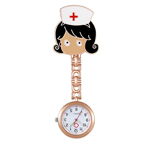 Avaner Krankenschwesternuhr Krankenschwester Uhren, Schwesternuhr Cartoon Design Taschenuhr mit Clip, Pflegeuhr FOB Analog Quarzwerk Ansteckuhr für Doktor Arzt Schwestern Pflege von Avaner