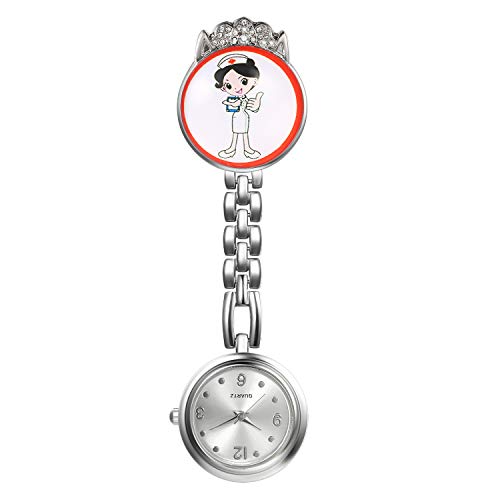 Avaner Krankenschwesteruhr Damen FOB Taschenuhr Analog Quarzwerk Pflegeruhr Cartoon Mädchen Ansteckuhr mit Clip Arzt Doktor von Avaner