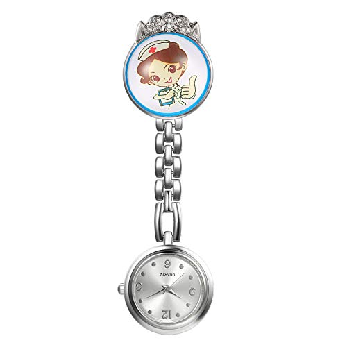 Avaner Krankenschwesteruhr Damen FOB Taschenuhr Analog Quarzwerk Pflegeruhr Cartoon Mädchen Ansteckuhr mit Clip Arzt Doktor von Avaner