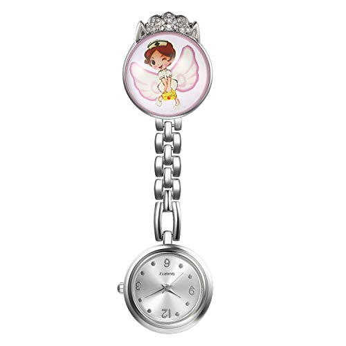 Avaner Krankenschwesteruhr Damen FOB Taschenuhr Analog Quarzwerk Pflegeruhr Cartoon Mädchen Ansteckuhr mit Clip Arzt Doktor von Avaner