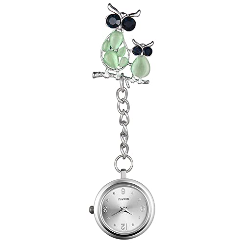 Avaner Krankenschwesteruhr Eule Pflegeruhr Analog Quarzwerk FOB pulsuhr Ansteckuhr emaille Handwerkskunst Silver schwesternuhren mit Pin/Clip Set Arzt Doktor Medical Taschenuhr von Avaner