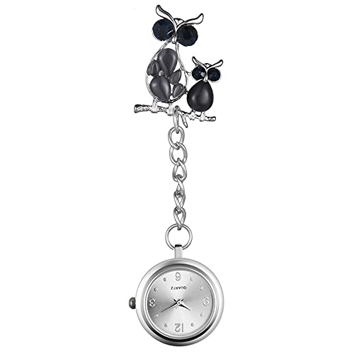 Avaner Krankenschwesteruhr Eule Pflegeruhr Analog Quarzwerk FOB pulsuhr Ansteckuhr emaille Handwerkskunst Silver schwesternuhren mit Pin/Clip Set Arzt Doktor Medical Taschenuhr von Avaner