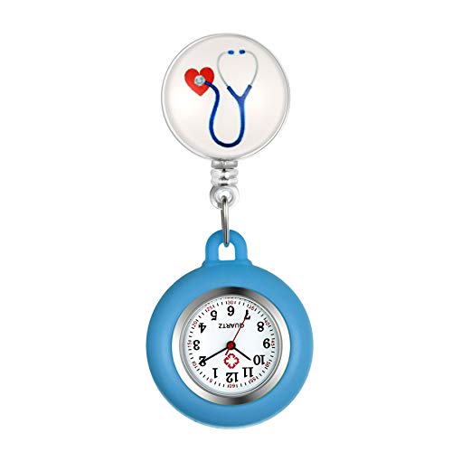 Avaner Krankenschwesteruhr Pflegeruhr Analog Quarzwerk FOB Ansteckuhr mit Pin/Clip Arzt Doktor Medical Taschenuhr aus Silikon von Avaner