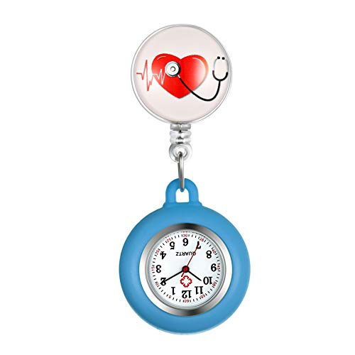 Avaner Krankenschwesteruhr Pflegeruhr Analog Quarzwerk FOB Ansteckuhr mit Pin/Clip Arzt Doktor Medical Taschenuhr aus Silikon von Avaner