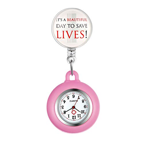 Avaner Krankenschwesteruhr Pflegeruhr Analog Quarzwerk FOB Ansteckuhr mit Pin/Clip Arzt Doktor Medical Taschenuhr aus Silikon von Avaner