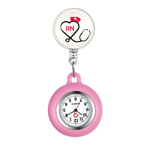 Avaner Krankenschwesteruhr Pflegeruhr Analog Quarzwerk FOB Ansteckuhr mit Pin/Clip Arzt Doktor Medical Taschenuhr aus Silikon von Avaner