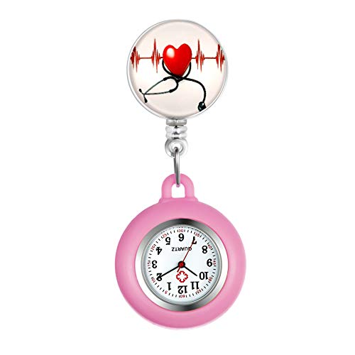 Avaner Krankenschwesteruhr Pflegeruhr Analog Quarzwerk FOB Ansteckuhr mit Pin/Clip Arzt Doktor Medical Taschenuhr aus Silikon von Avaner