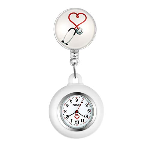 Avaner Krankenschwesteruhr Pflegeruhr Analog Quarzwerk FOB Ansteckuhr mit Pin/Clip Arzt Doktor Medical Taschenuhr aus Silikon von Avaner