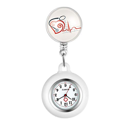 Avaner Krankenschwesteruhr Pflegeruhr Analog Quarzwerk FOB Ansteckuhr mit Pin/Clip Arzt Doktor Medical Taschenuhr aus Silikon von Avaner