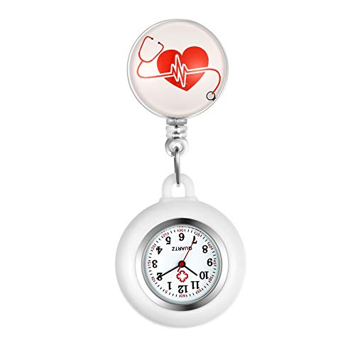 Avaner Krankenschwesteruhr Pflegeruhr Analog Quarzwerk FOB Ansteckuhr mit Pin/Clip Arzt Doktor Medical Taschenuhr aus Silikon von Avaner