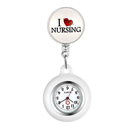 Avaner Krankenschwesteruhr Pflegeruhr Analog Quarzwerk FOB Ansteckuhr mit Pin/Clip Arzt Doktor Medical Taschenuhr aus Silikon von Avaner