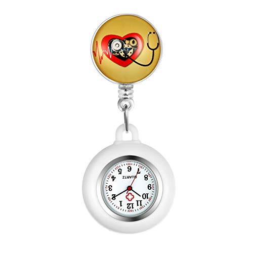 Avaner Krankenschwesteruhr Pflegeruhr Analog Quarzwerk FOB Ansteckuhr mit Pin/Clip Arzt Doktor Medical Taschenuhr aus Silikon von Avaner