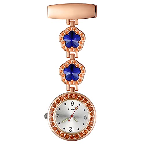 Avaner Pflegeruhr Krankenschwesteruhr Blumen Design FOB Analog Quarzwerk pulsuhr Ansteckuhr Unisex Silver schwesternuhren mit Pin/Clip Set ausziehbar Arzt Doktor Medical Taschenuhr von Avaner